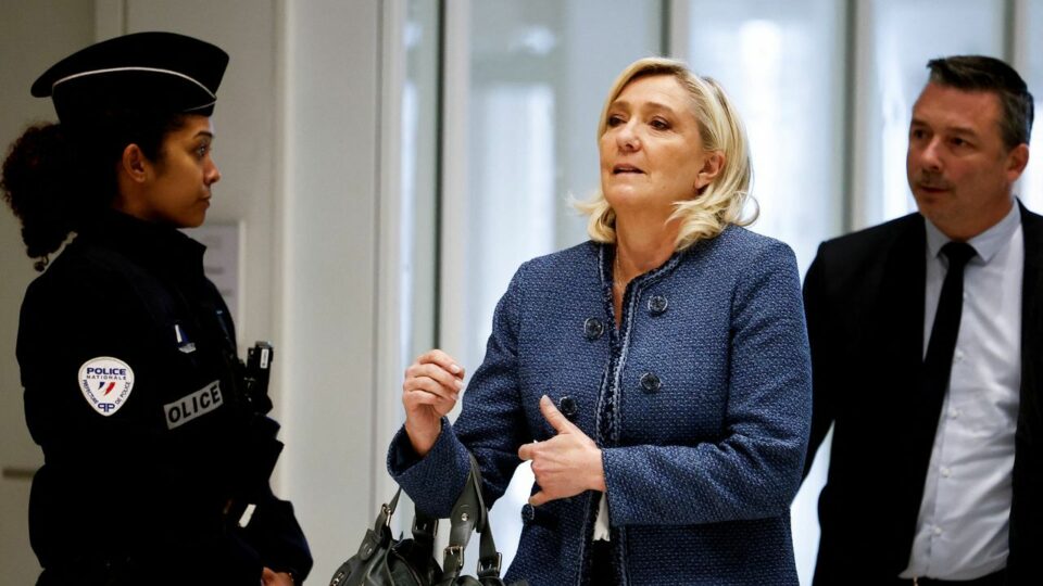 Marine Le Pen banned from running for French presidency in 2027 and given four-year sentence in embezzlement trial – live