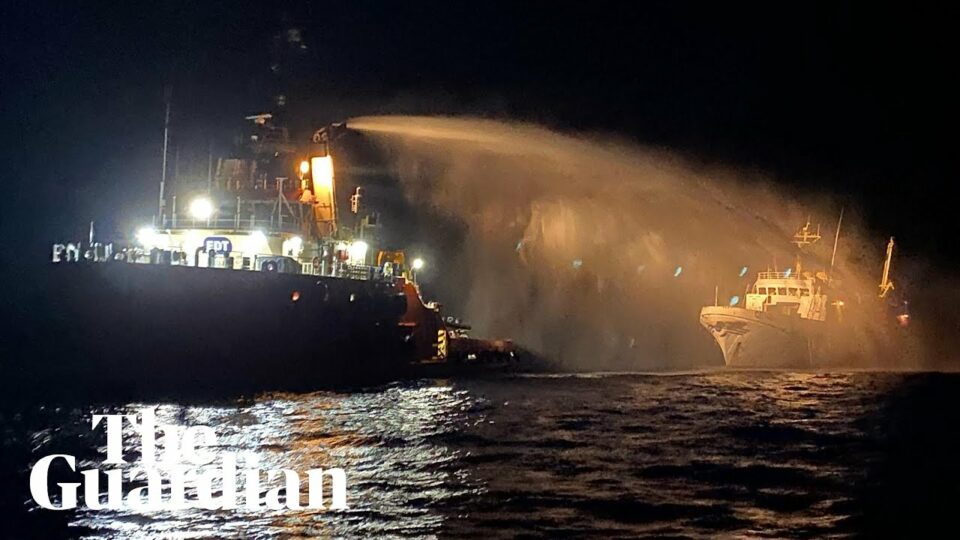Gaza humanitarian aid ship bombed by drones in waters off Malta – video