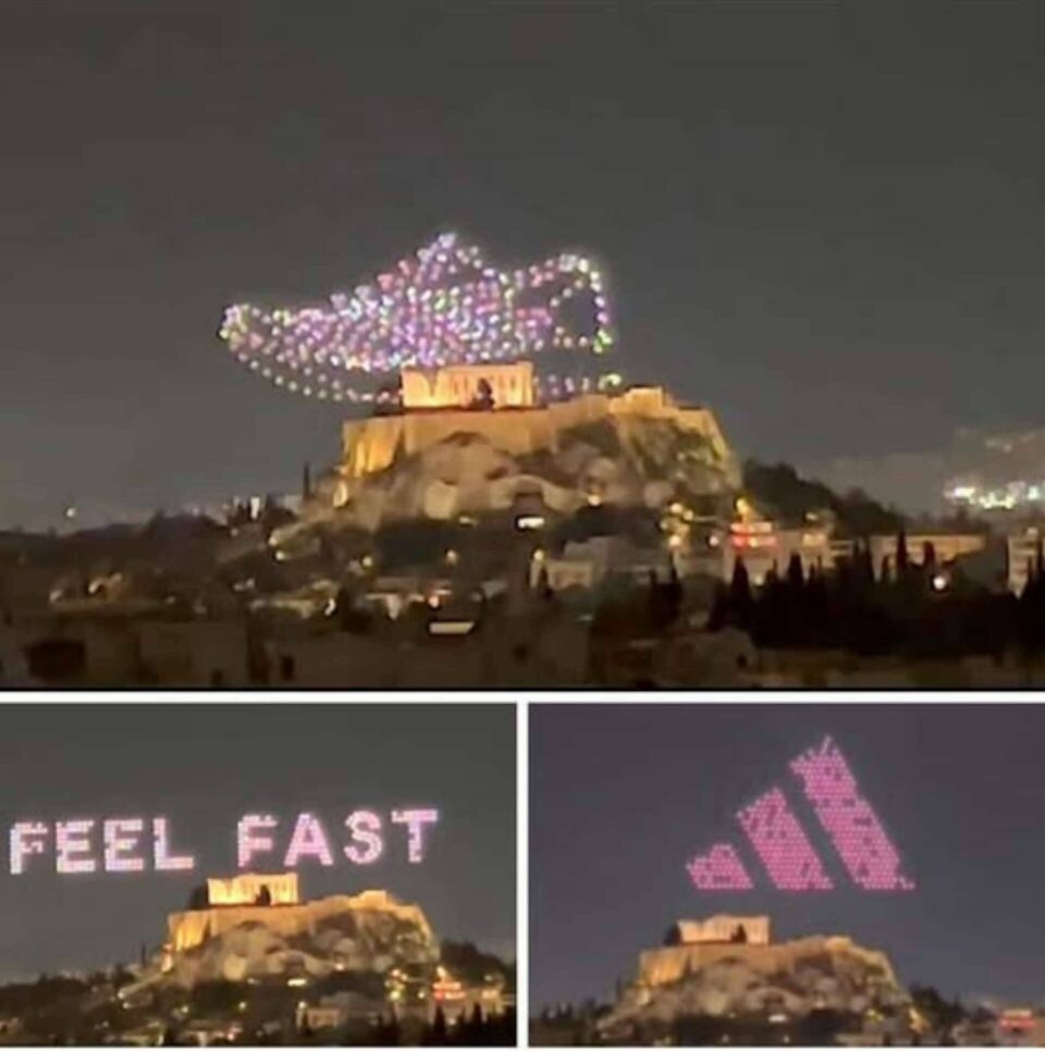 Outrage in Greece after Adidas advert shows drone shoe ‘kicking’ Acropolis